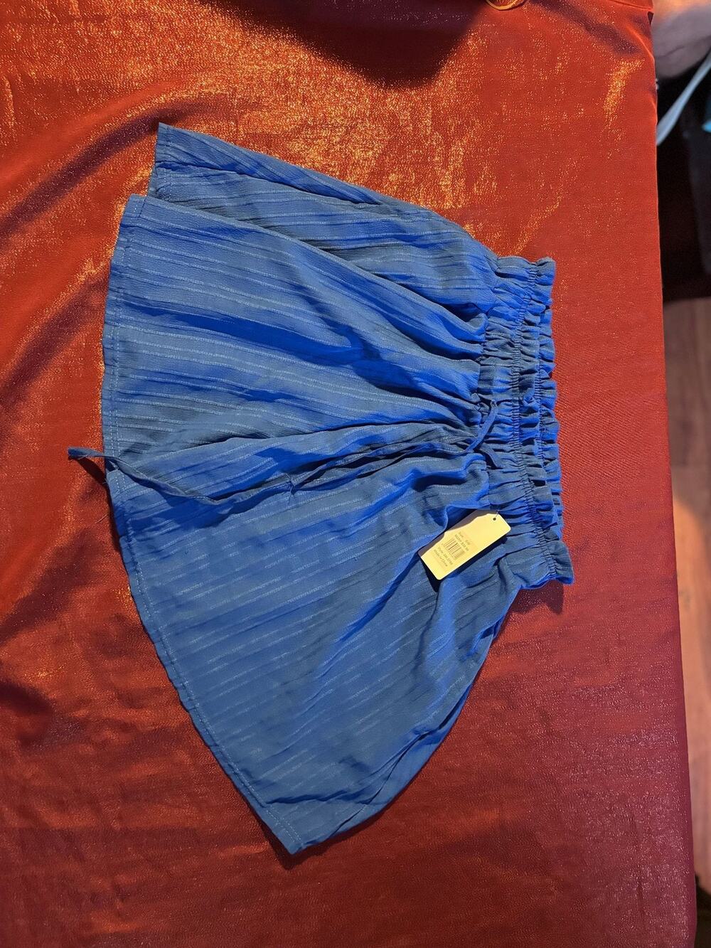 Snowflake Shorts Womens S/M Elastic Waist Textured Stripe Blue Lightweight